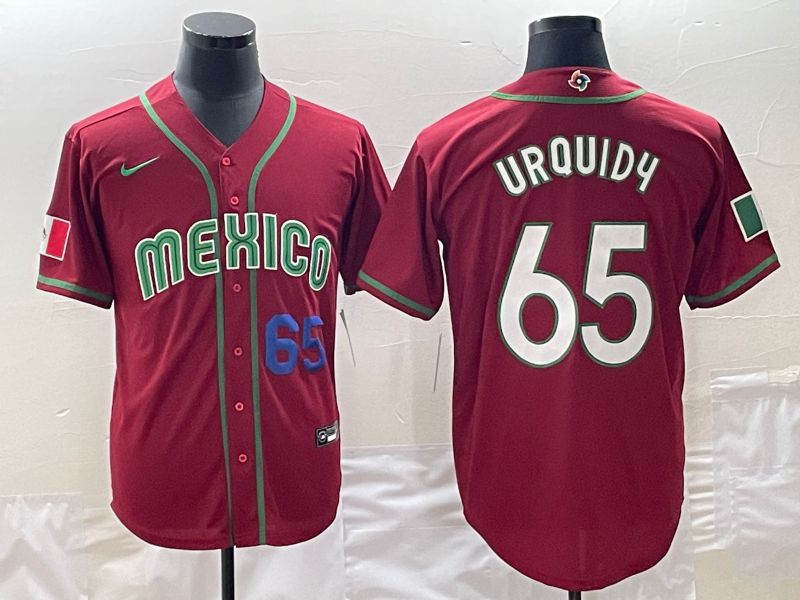 Men 2023 World Cub Mexico #65 Urquidu Red Nike MLB Jersey6